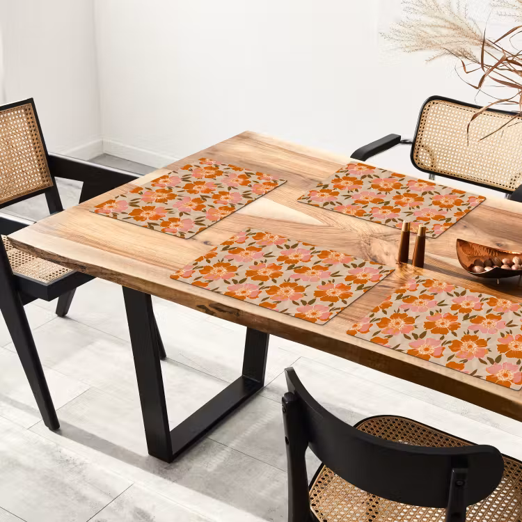Placemat - 6 stuks - Bloemen - Motief - Retro — 4