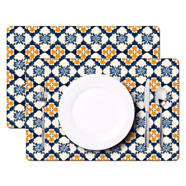 Placemat - 6 stuks - Klassiek - Geometrisch - Blauw — 2