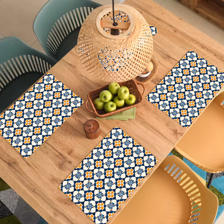 Placemat - 6 stuks - Klassiek - Geometrisch - Blauw — 3