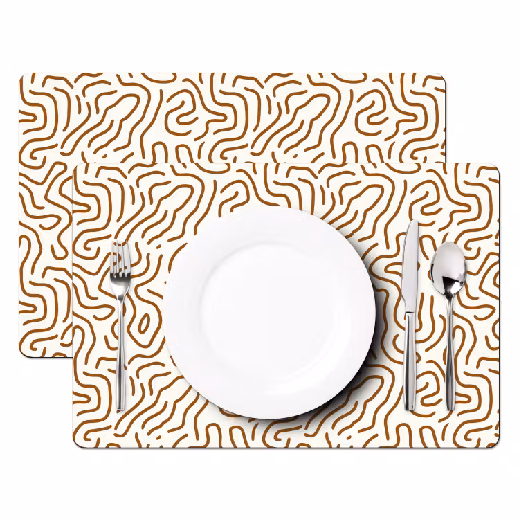 Placemat - 6 stuks - Minimalistisch - Patroon - Terracotta — 2