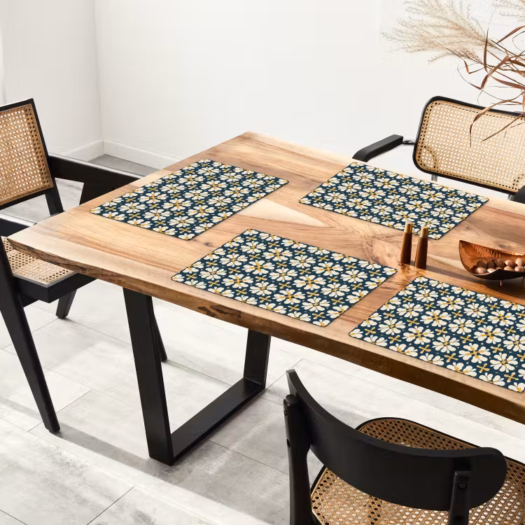 Placemat - 6 stuks - Motief - Tegel - Okergeel — 4