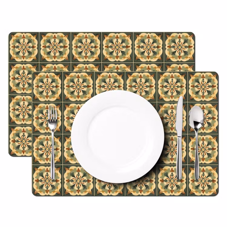 Placemat - 6 stuks - Ornament - Patroon - Groen — 2