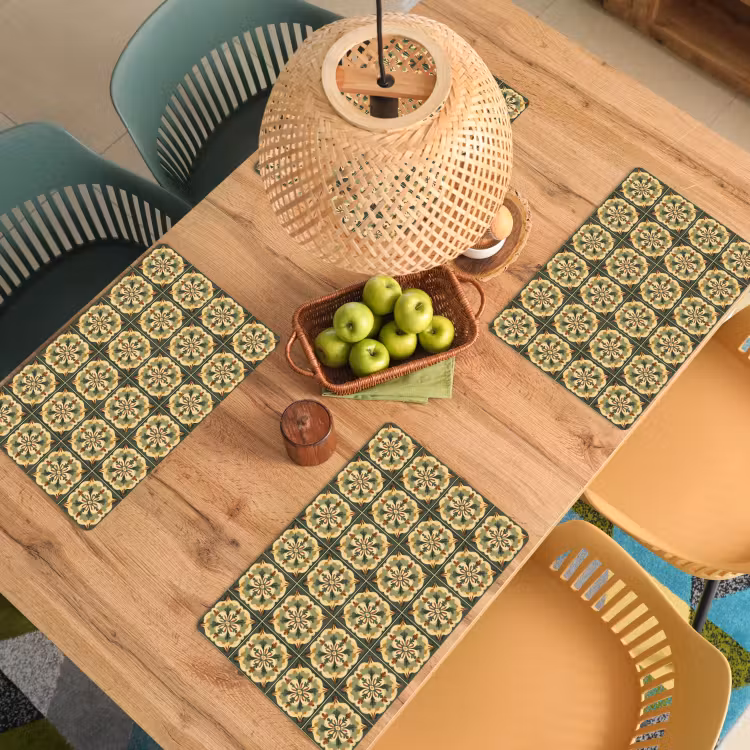 Placemat - 6 stuks - Ornament - Patroon - Groen — 3