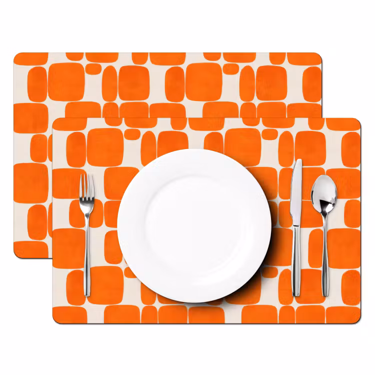 Placemat - 6 stuks - Patroon - Retro - Oranje — 2