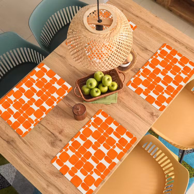 Placemat - 6 stuks - Patroon - Retro - Oranje — 3