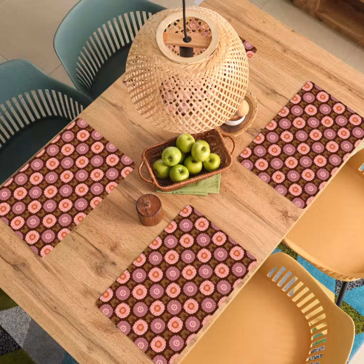 Placemat - 6 stuks - Retro - Madelief - Roze — 3