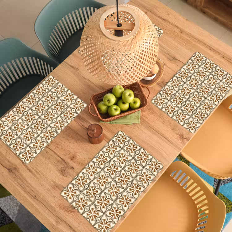 Placemat - 6 stuks - Siertegel - Patroon - Bruin — 3