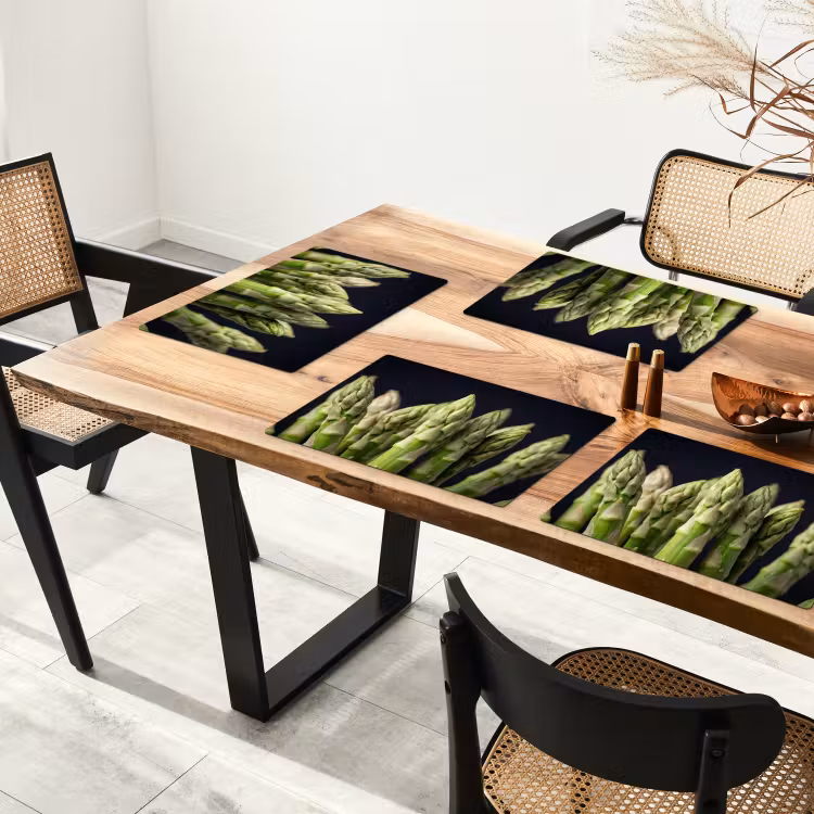 Placemat - 6 stuks - Asperges - Groen - Zwart — 4