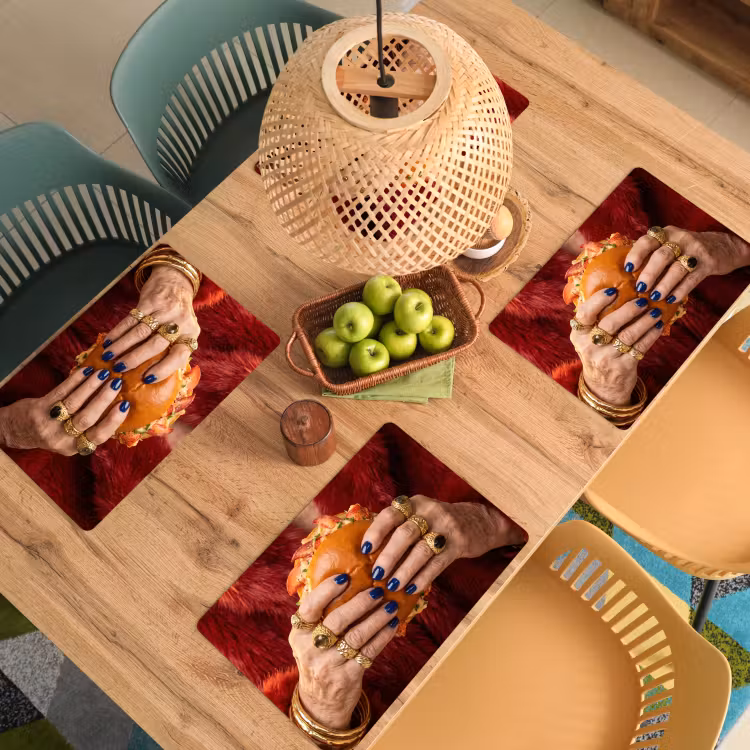 Placemat - 6 stuks - Broodje - Bontjas - Goud — 3