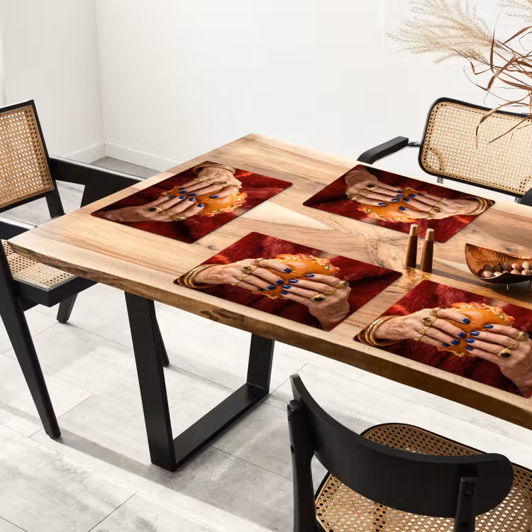 Placemat - 6 stuks - Broodje - Bontjas - Goud — 4