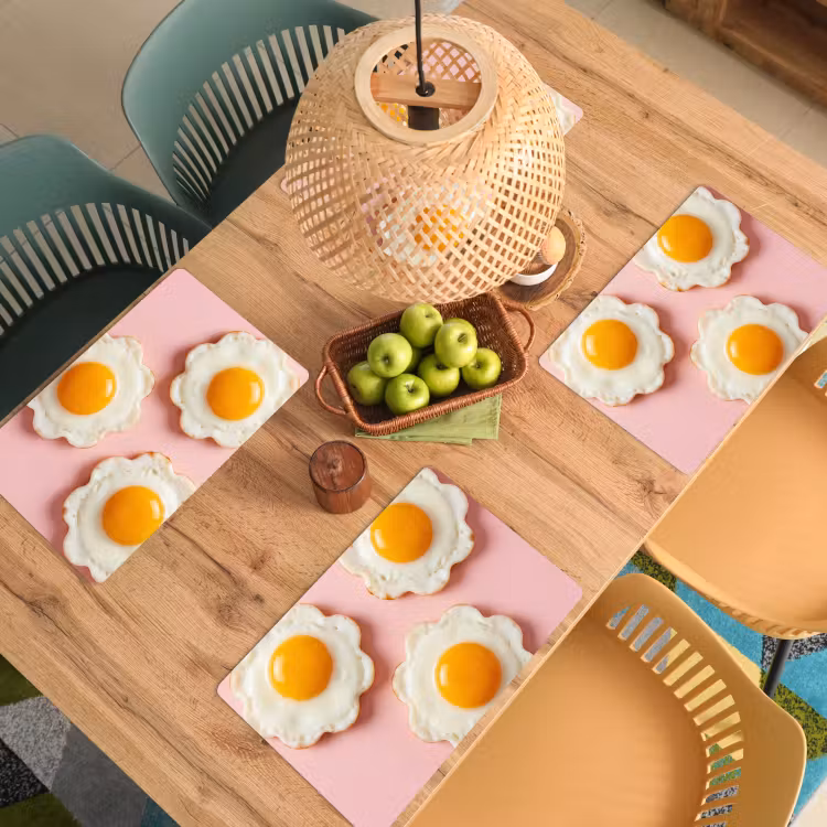 Placemat - 6 stuks - Eieren - Bloem - Roze — 3