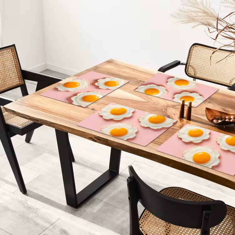 Placemat - 6 stuks - Eieren - Bloem - Roze — 4