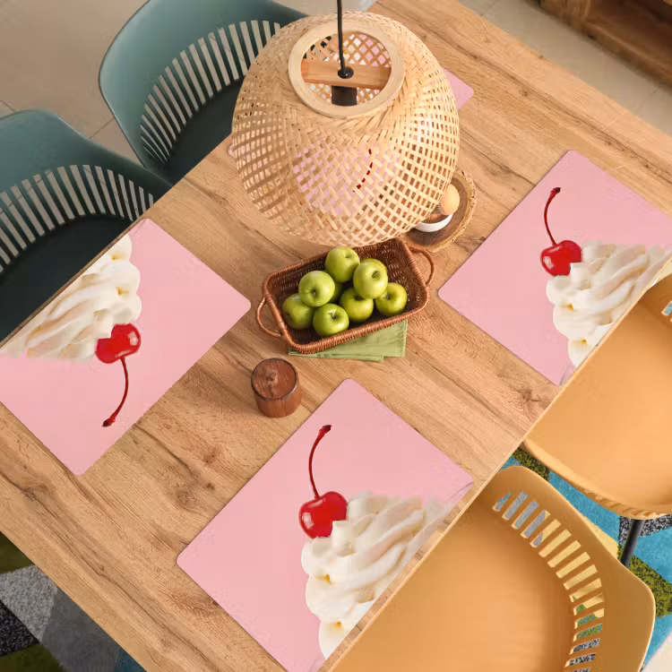 Placemat - 6 stuks - Kers - Slagroom - Roze — 3