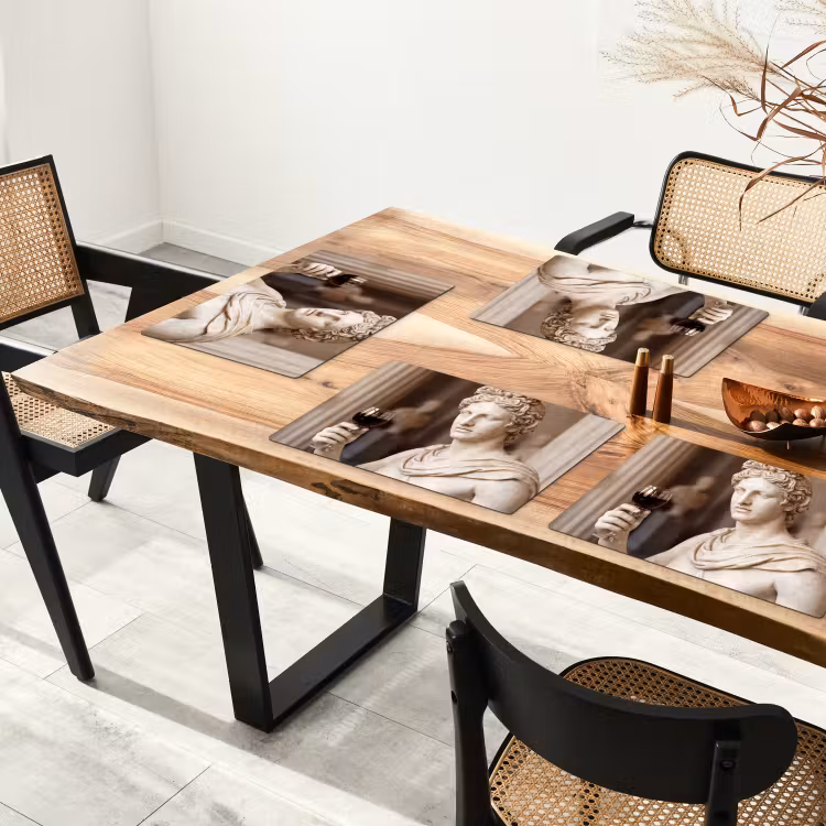 Placemat - 6 stuks - Klassiek - Marmer - Wijn — 4