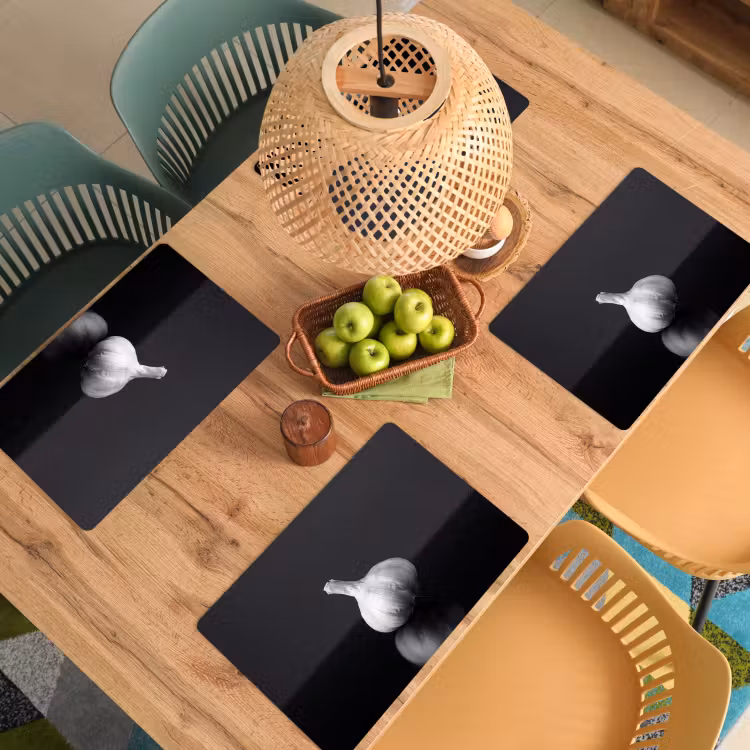 Placemat - 6 stuks - Knoflook - Zwart - Wit — 3
