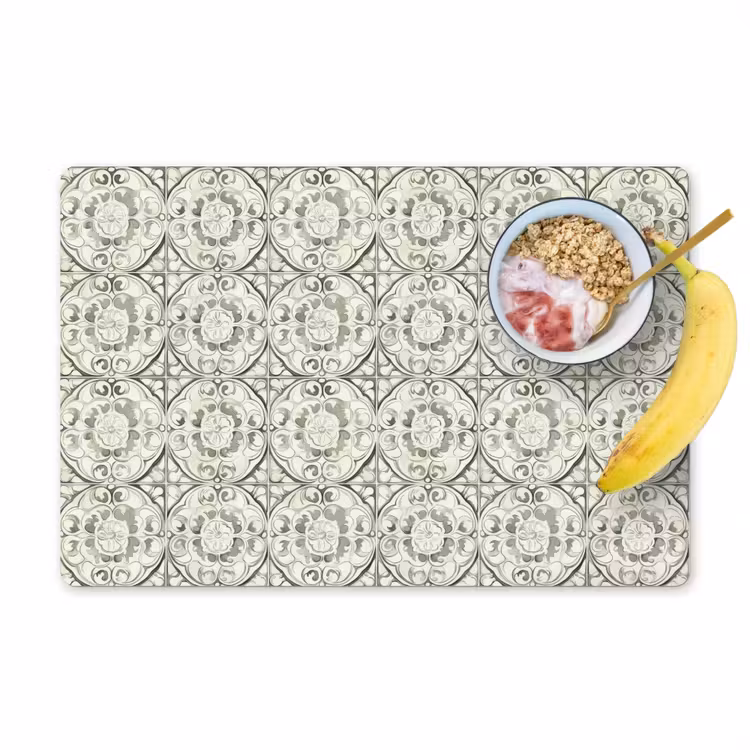 Placemat - 6 stuks - Krulornament - Tegel - Groen — 1