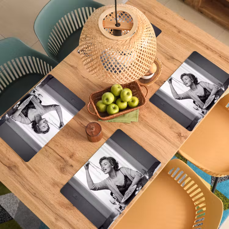Placemat - 6 stuks - Vrouw - Spaghetti - Zwart - Wit — 3