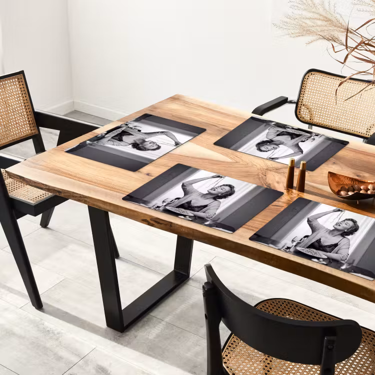 Placemat - 6 stuks - Vrouw - Spaghetti - Zwart - Wit — 4