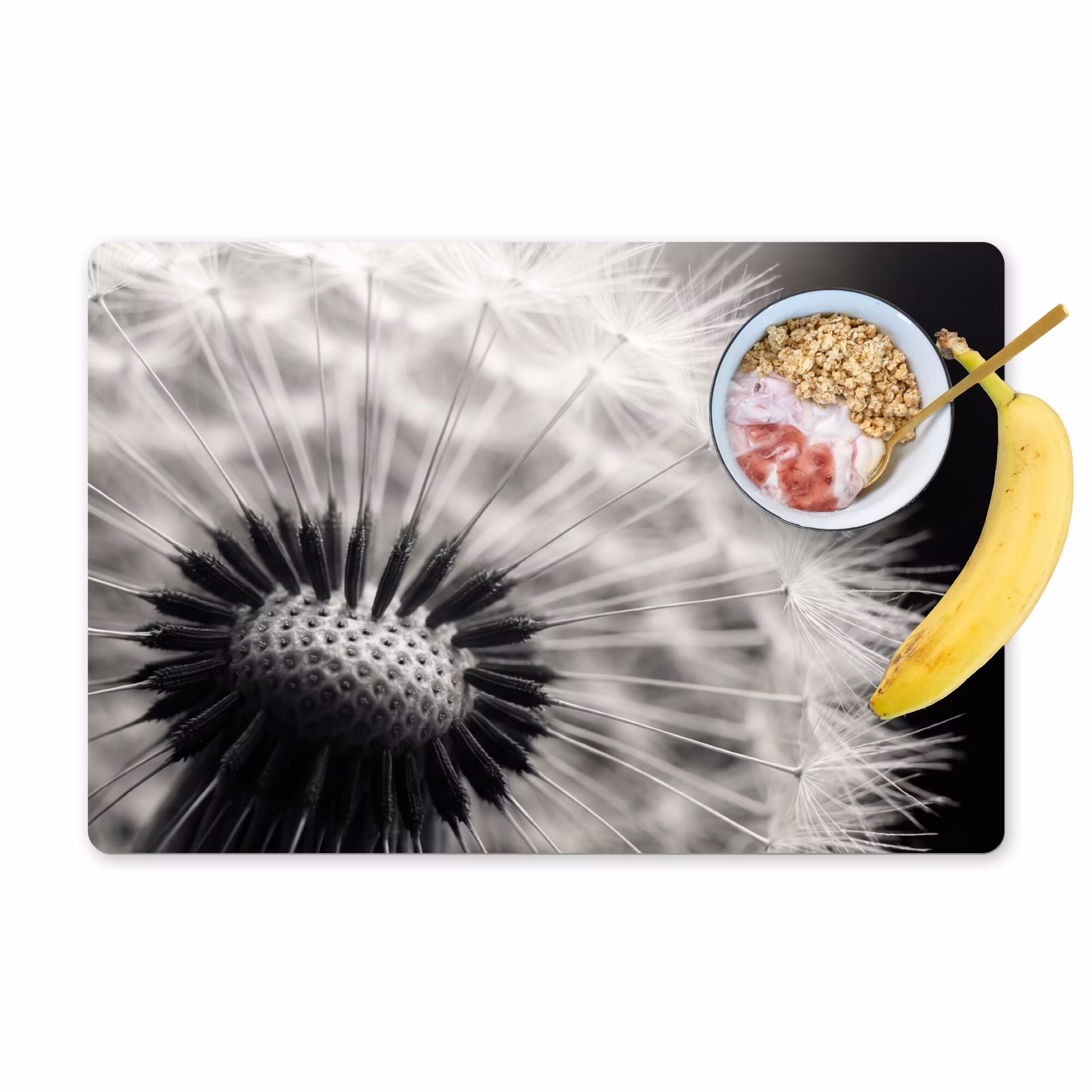 Placemat - 6 stuks - Paardenbloem - Zwart - Wit — 1