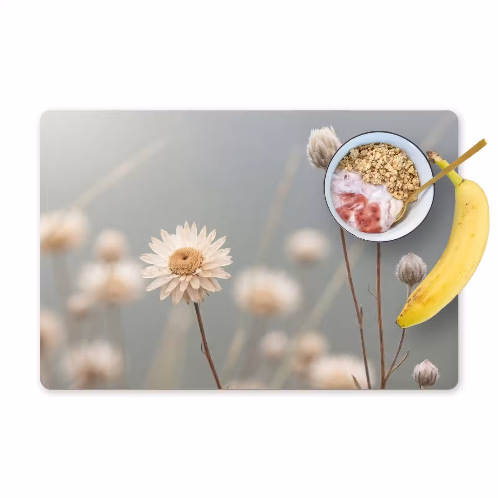 Placemat - 6 stuks - Strobloemen - Wit - Daglicht — 1