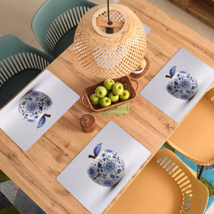 Placemat - 6 stuks - Appel - Blauw - Klassiek — 3