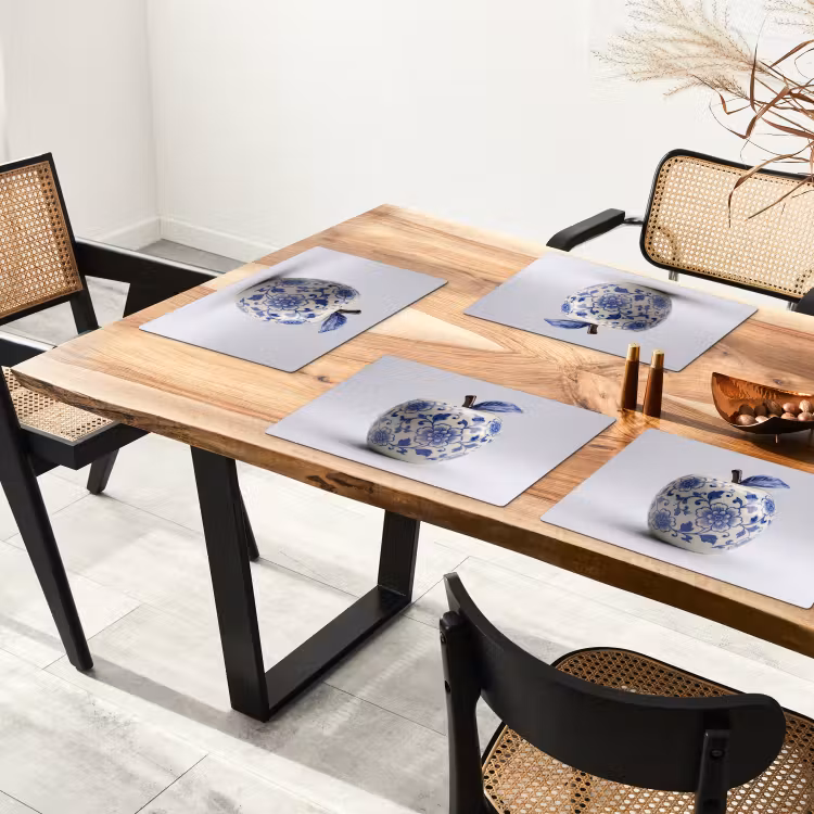Placemat - 6 stuks - Appel - Blauw - Klassiek — 4