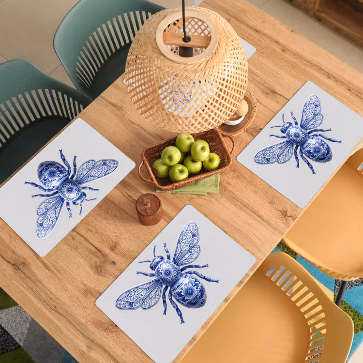 Placemat - 6 stuks - Bij - Modern - Delfts - Blauw — 3