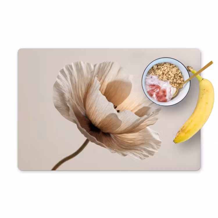 Placemat - 6 stuks - Bloem - Beige - Crème — 1