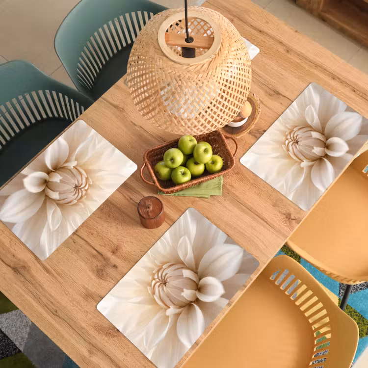 Placemat - 6 stuks - Bloem - Dahlia - Wit — 3