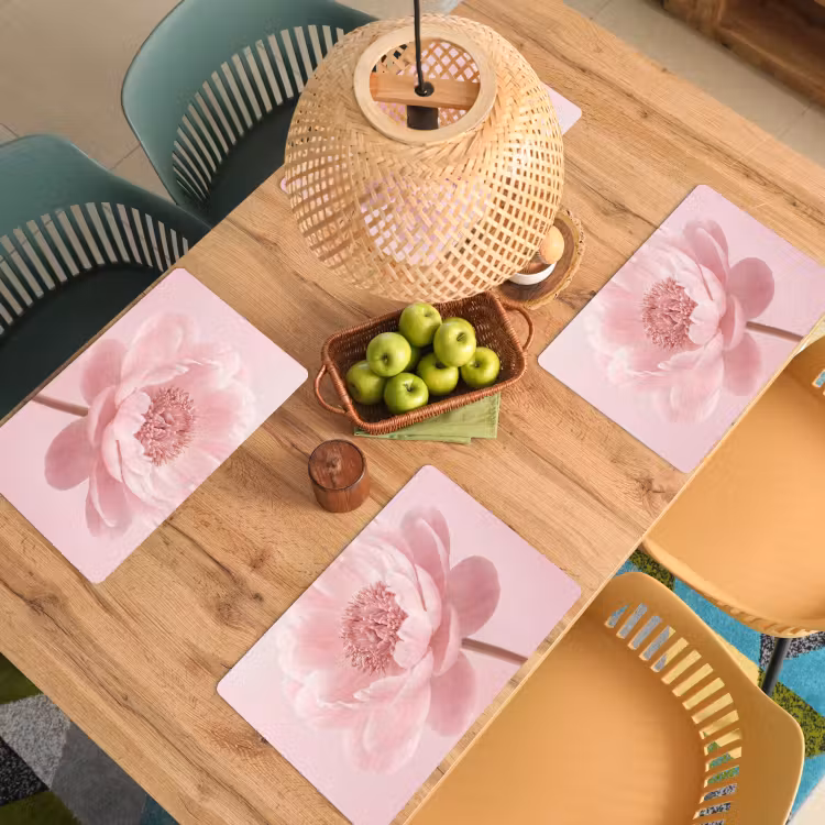 Placemat - 6 stuks - Bloem - Pioenroos - Roze — 3