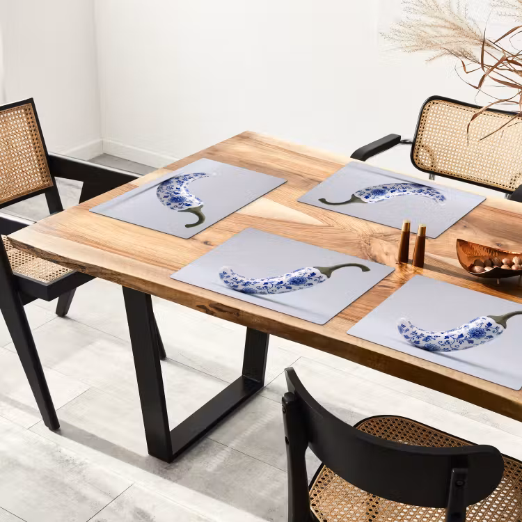 Placemat - 6 stuks - Chilipeper - Keramiek - Blauw — 4