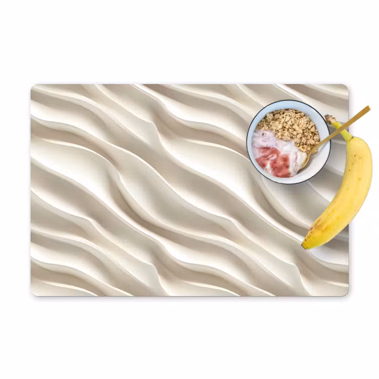 Placemat - 6 stuks - Diagonaal - Golven - Crème — 1