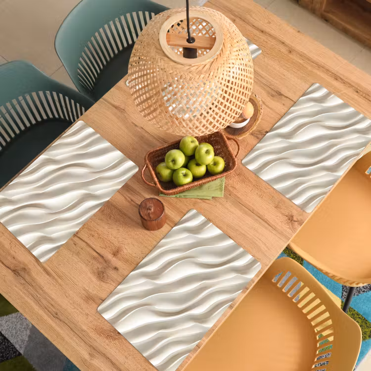 Placemat - 6 stuks - Diagonaal - Golven - Crème — 3