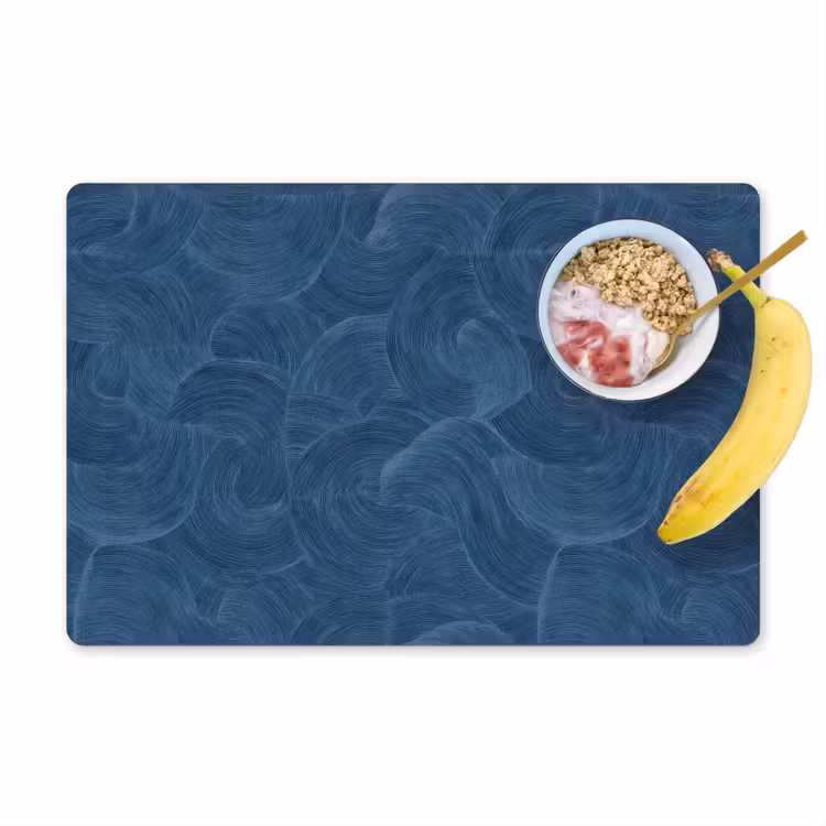 Placemat - 6 stuks - Golven - Textuur - Patroon - Blauw — 1