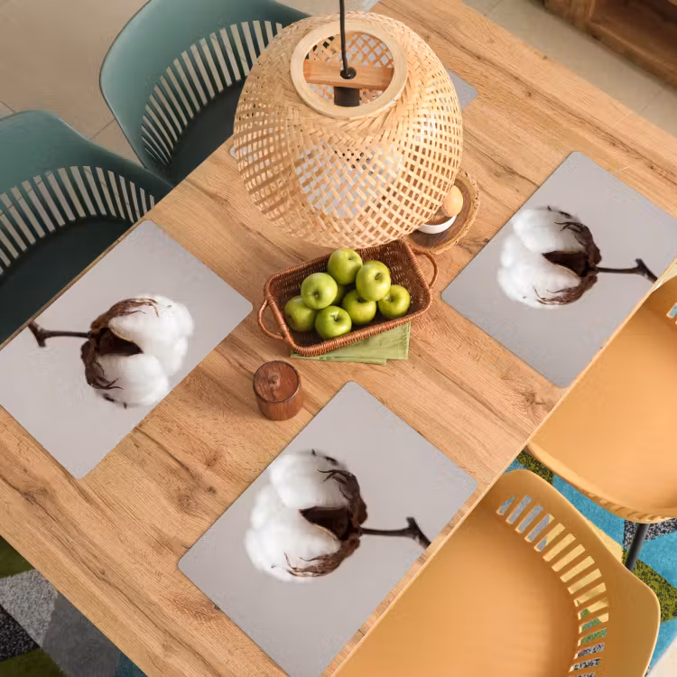 Placemat - 6 stuks - Katoenbol - Minimalistisch - Wit — 3