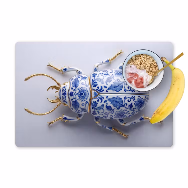 Placemat - 6 stuks - Kever - Delfts - Blauw - Goud — 1
