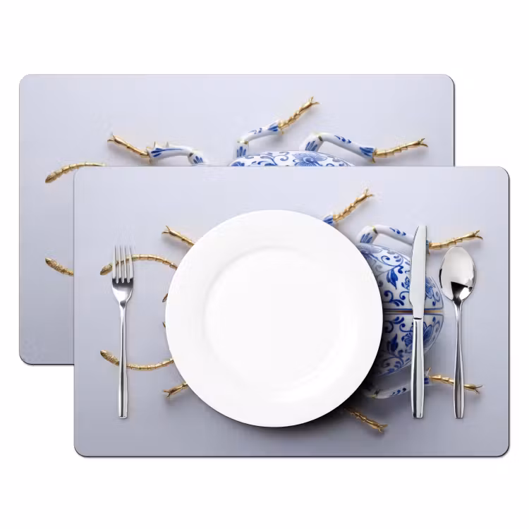 Placemat - 6 stuks - Kever - Delfts - Blauw - Goud — 2