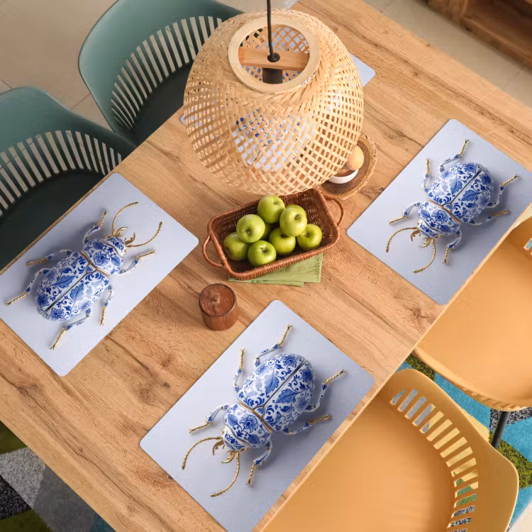 Placemat - 6 stuks - Kever - Delfts - Blauw - Goud — 3