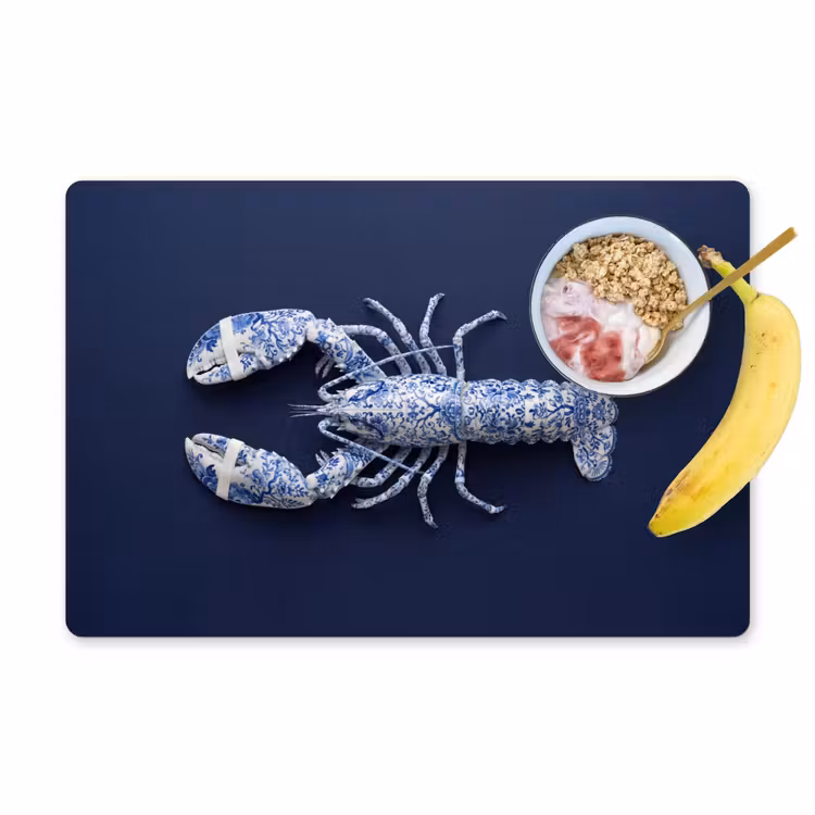 Placemat - 6 stuks - Kreeft - Porselein - Delfts - Blauw — 1