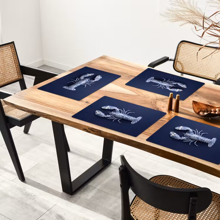 Placemat - 6 stuks - Kreeft - Porselein - Delfts - Blauw — 4