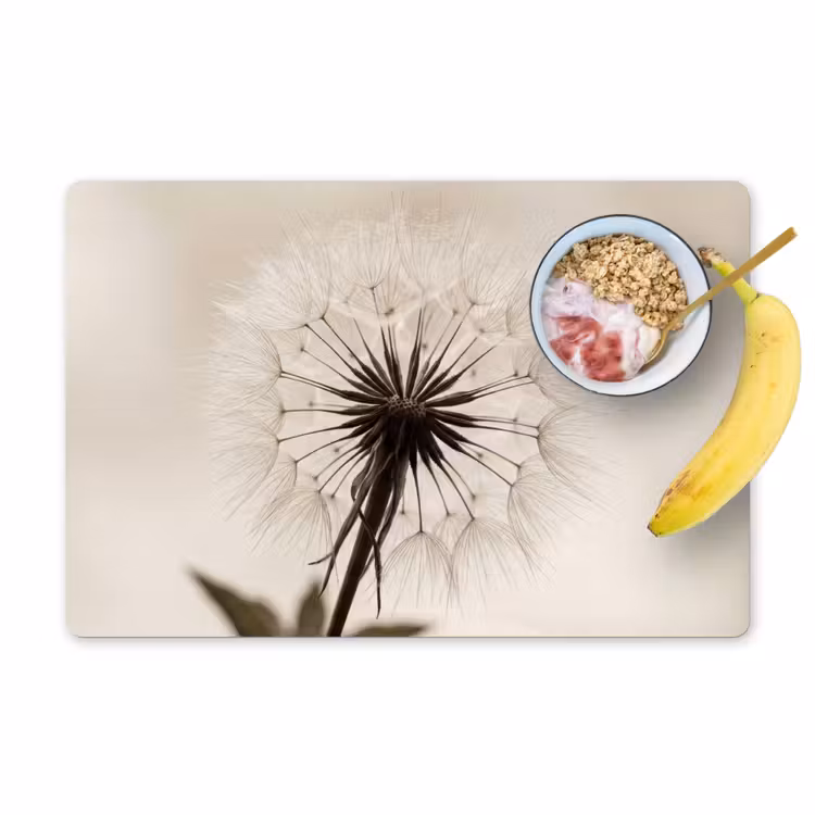 Placemat - 6 stuks - Paardenbloem - Minimalistisch - Wit — 1