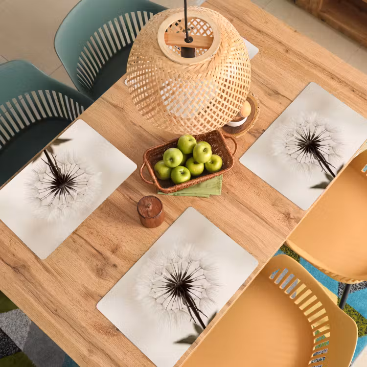 Placemat - 6 stuks - Paardenbloem - Minimalistisch - Wit — 3
