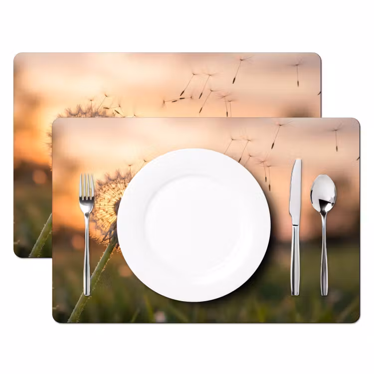 Placemat - 6 stuks - Paardenbloem - Zonsondergang - Veld — 2