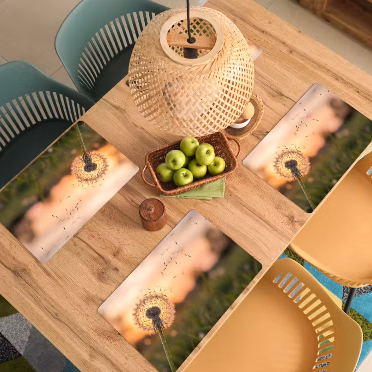 Placemat - 6 stuks - Paardenbloem - Zonsondergang - Veld — 3