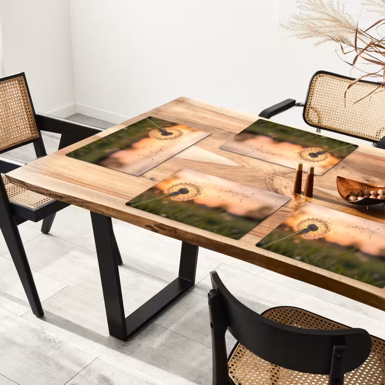 Placemat - 6 stuks - Paardenbloem - Zonsondergang - Veld — 4