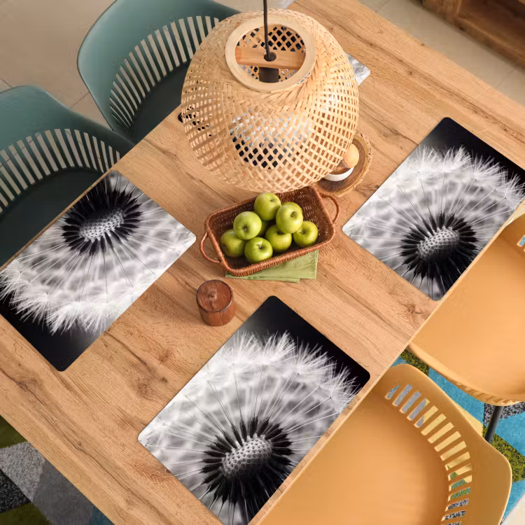Placemat - 6 stuks - Paardenbloem - Zwart - Wit — 3