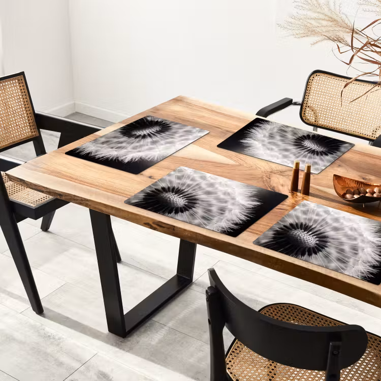 Placemat - 6 stuks - Paardenbloem - Zwart - Wit — 4