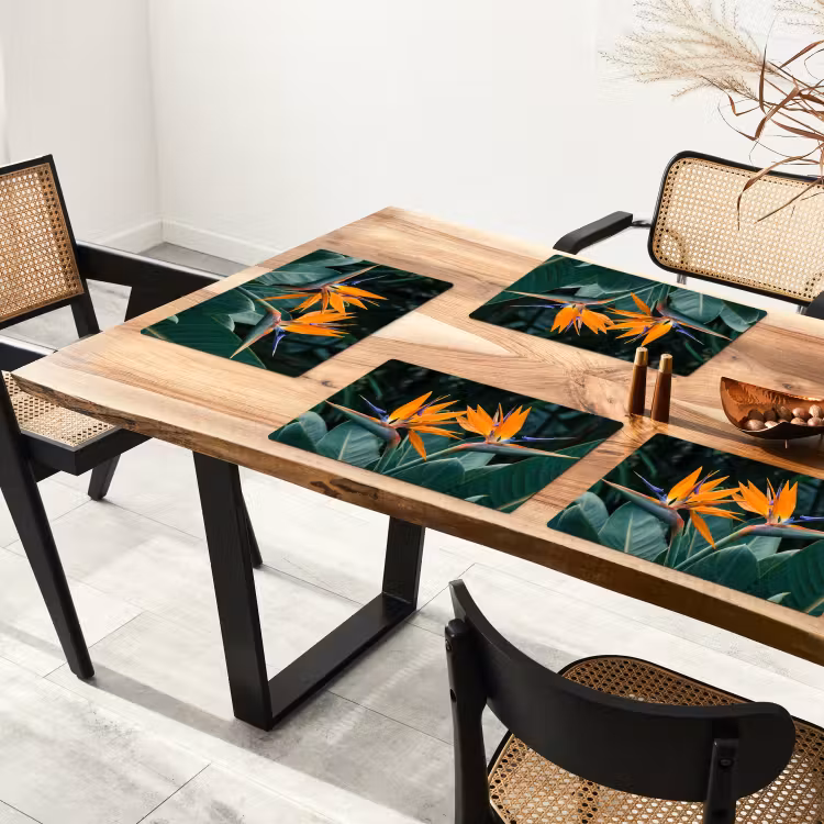 Placemat - 6 stuks - Paradijsvogel - Bloem - Exotisch — 4