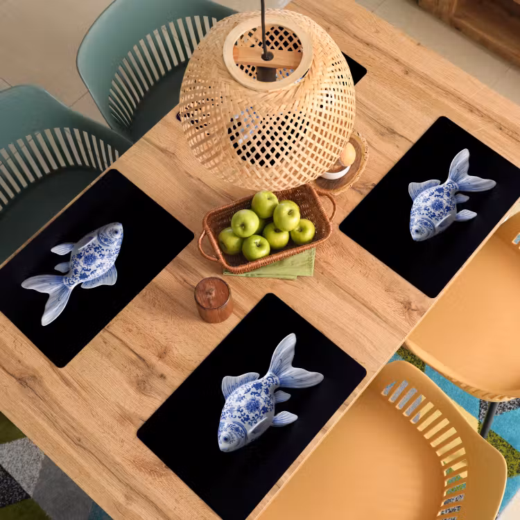 Placemat - 6 stuks - Porselein - Goudvis - Delfts - Blauw — 3