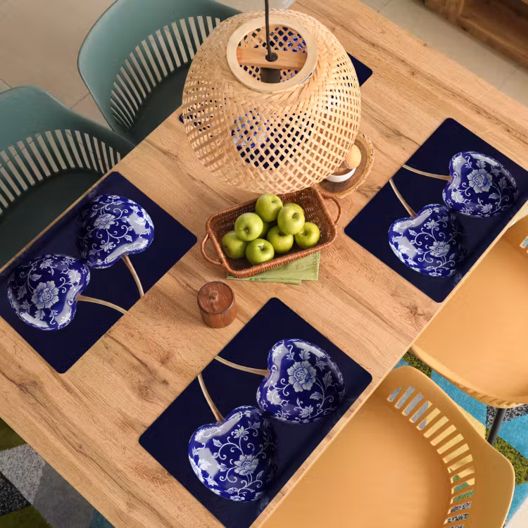 Placemat - 6 stuks - Porselein- Kersen - Delfts - Blauw — 3